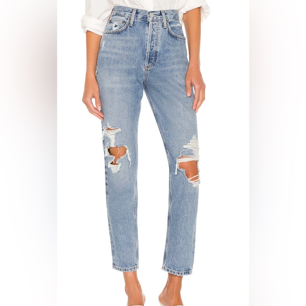 AGOLDE Fen high waisted button fly Distressed Jeans